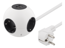 DELTACO Strømglobus, 2xUSB-A 2.1A
