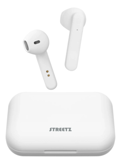 STREETZ Trådløs Semi-In-Ear Hovedtelefoner med Ladeetui - Hvid