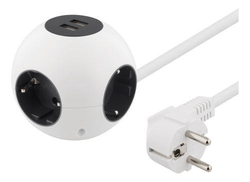 DELTACO Strømglobus, 2xUSB-A 2.1A
