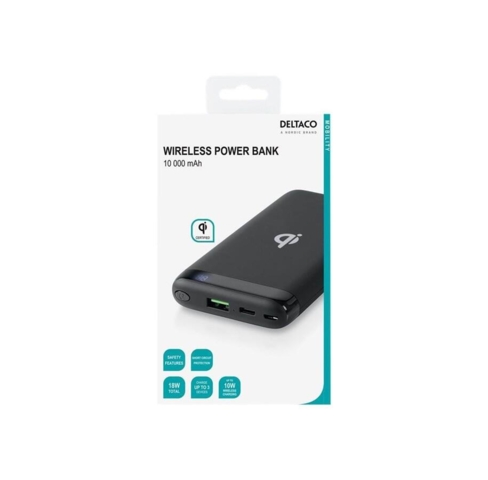 Deltaco PB-Q1001 Power Bank 10 000 mAh Qi 10 W USB-C PD