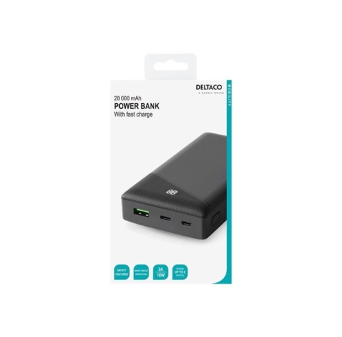 Deltaco PB-C1001 Power Bank 20 000 mAh - Sort