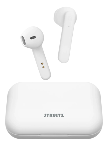 STREETZ Trådløs Semi-In-Ear Hovedtelefoner med Ladeetui - Hvid